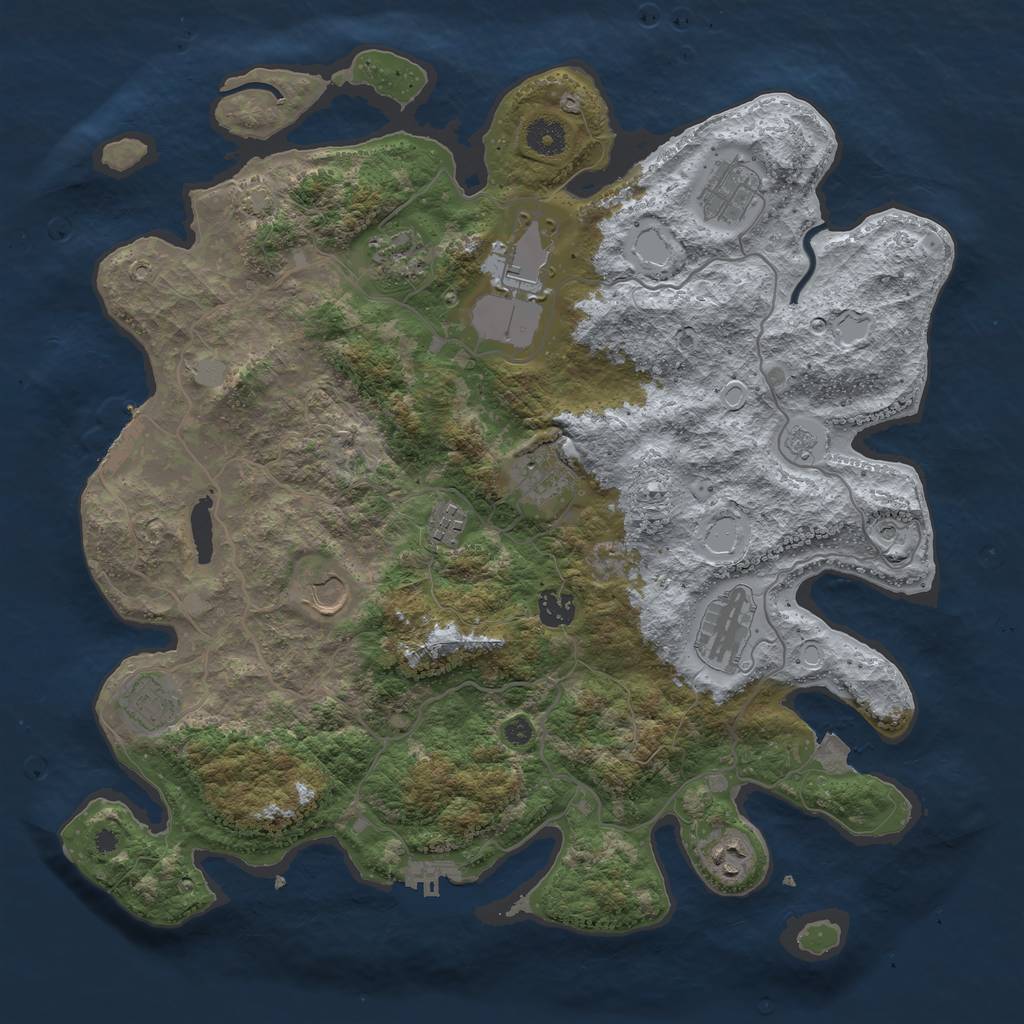 Rust Map: Procedural Map, Size: 4000, Seed: 710233887, 18 Monuments