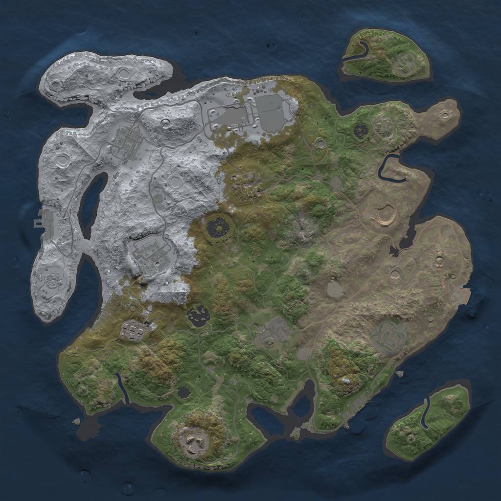 Rust Map: Procedural Map, Size: 3500, Seed: 1725990412, 18 Monuments