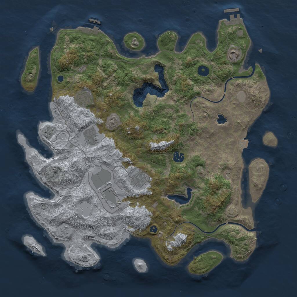Rust Map: Procedural Map, Size: 4000, Seed: 1965988647, 13 Monuments