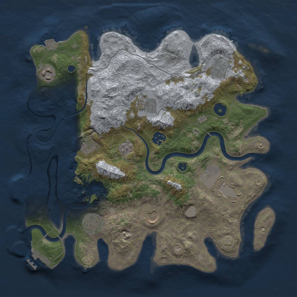 Rust Map: Procedural Map, Size: 3500, Seed: 1298339421, 15 Monuments