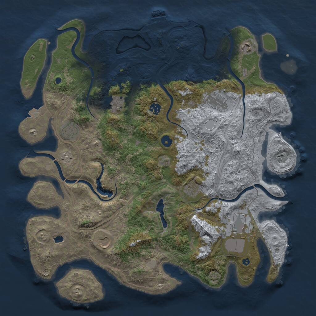 Rust Map: Procedural Map, Size: 4250, Seed: 1917221268, 14 Monuments