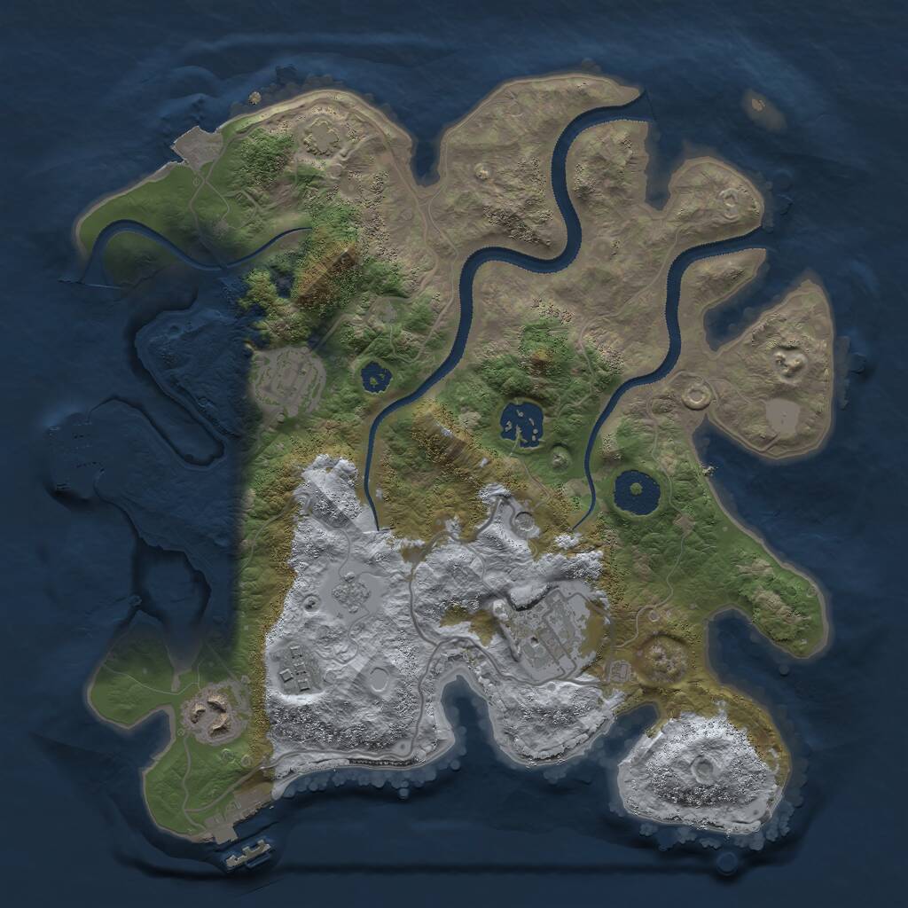 Rust Map: Procedural Map, Size: 3000, Seed: 1128689533, 11 Monuments