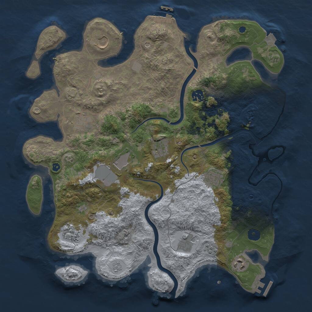 Rust Map: Procedural Map, Size: 3800, Seed: 74985923, 16 Monuments