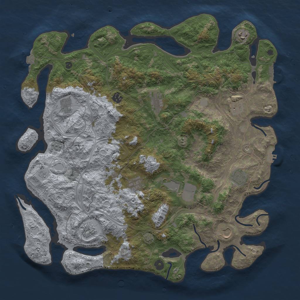 Rust Map: Procedural Map, Size: 4500, Seed: 1752655572, 19 Monuments
