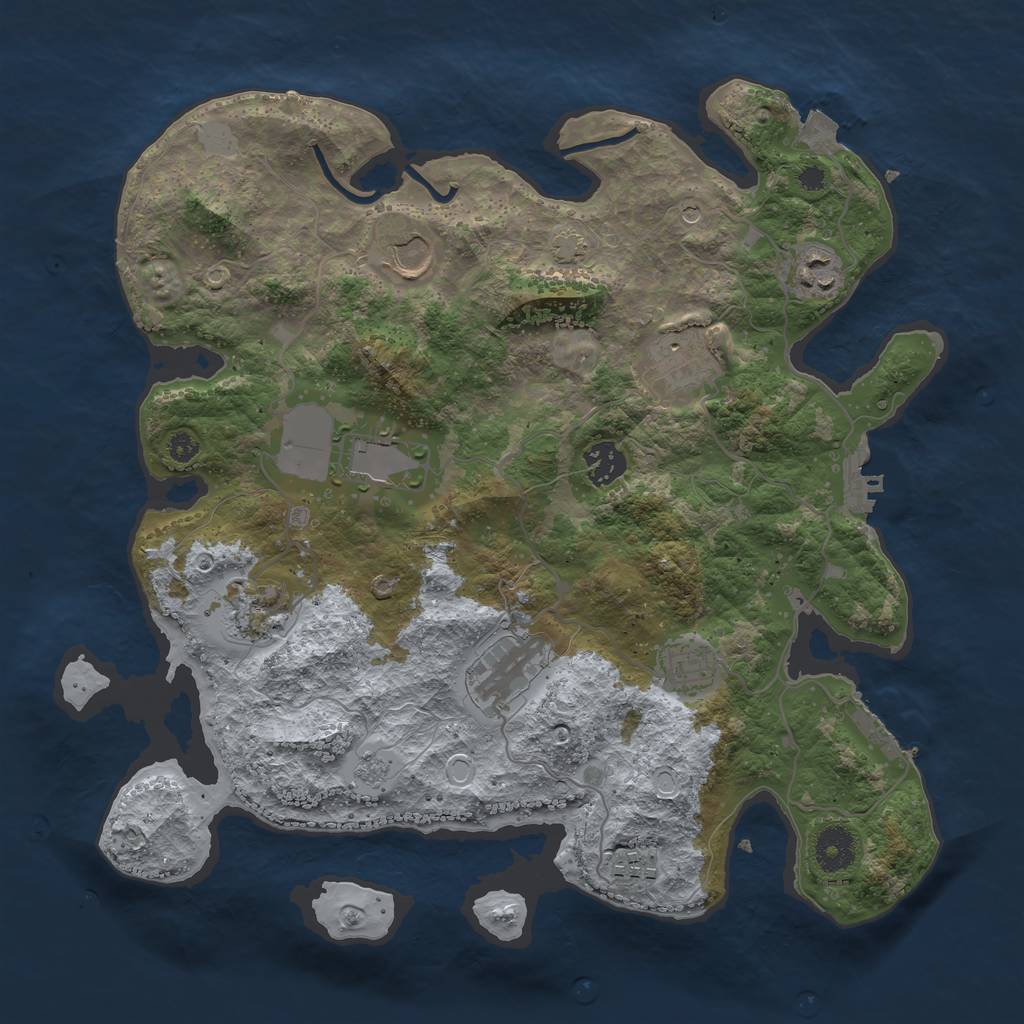 Rust Map: Procedural Map, Size: 3600, Seed: 61544044, 17 Monuments