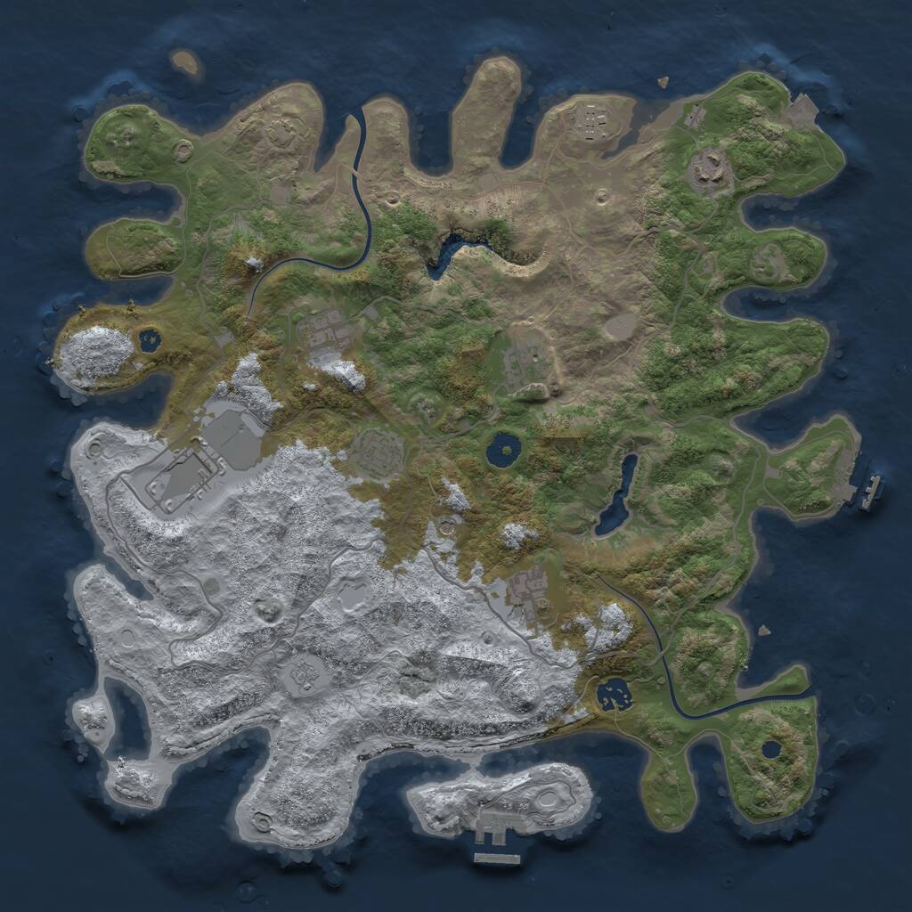 Rust Map: Procedural Map, Size: 4000, Seed: 364364364, 14 Monuments