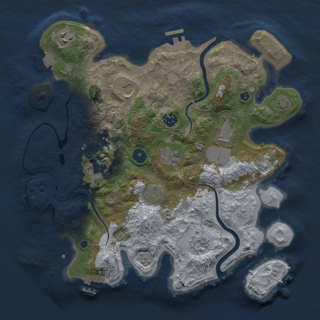 Rust Map: Procedural Map, Size: 3500, Seed: 375301433, 15 Monuments