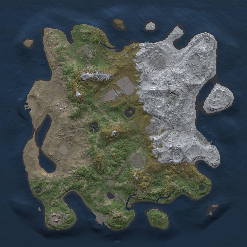 Rust Map: Procedural Map, Size: 3500, Seed: 2038576058, 16 Monuments
