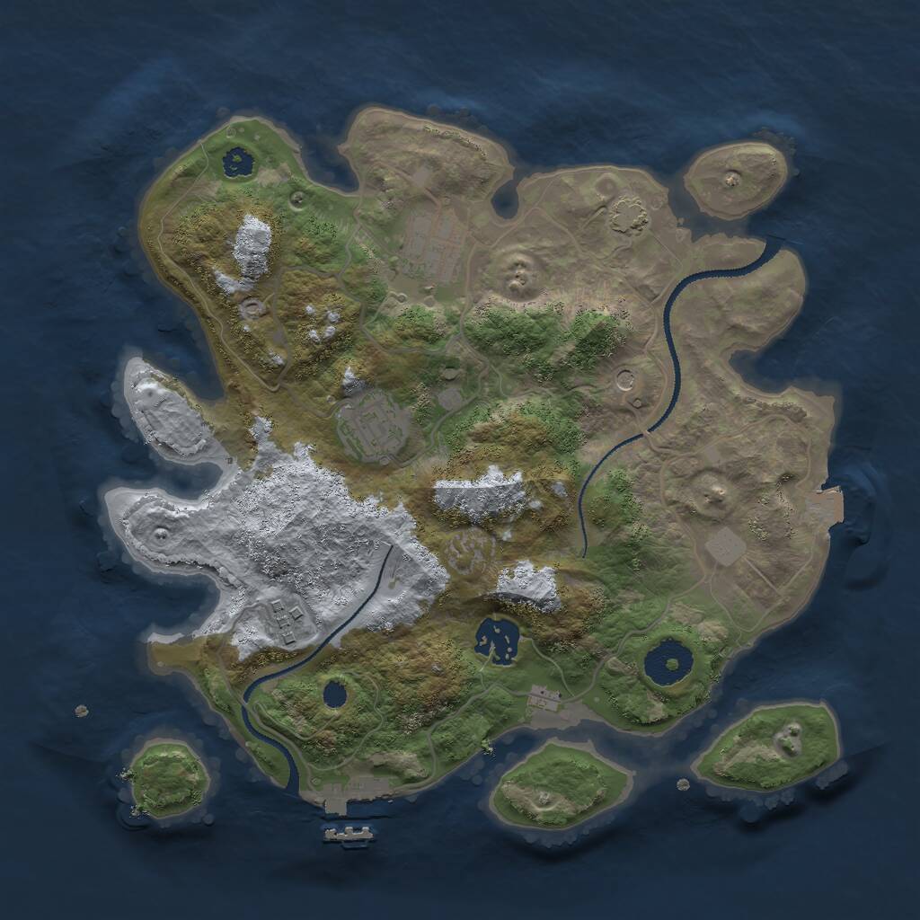 Rust Map: Procedural Map, Size: 3000, Seed: 521441038, 8 Monuments