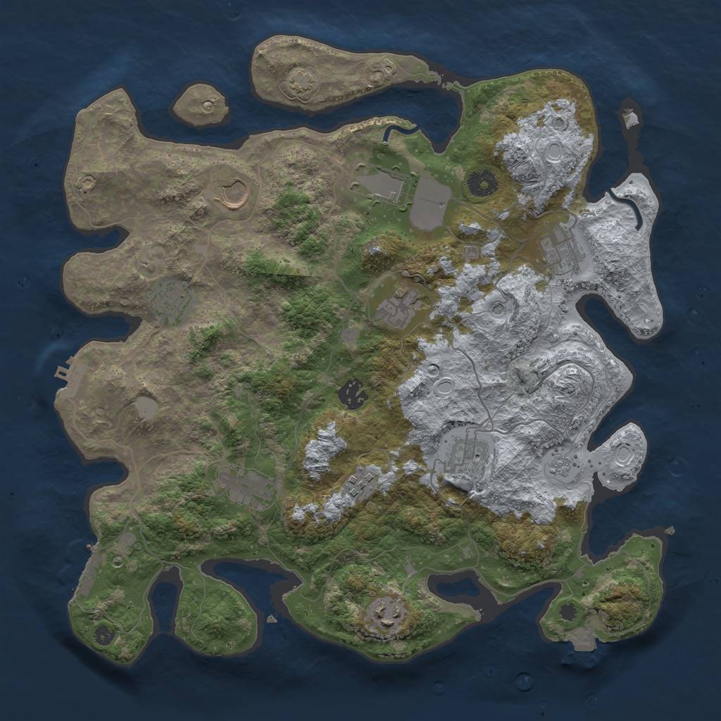 Rust Map: Procedural Map, Size: 3750, Seed: 207332301, 18 Monuments