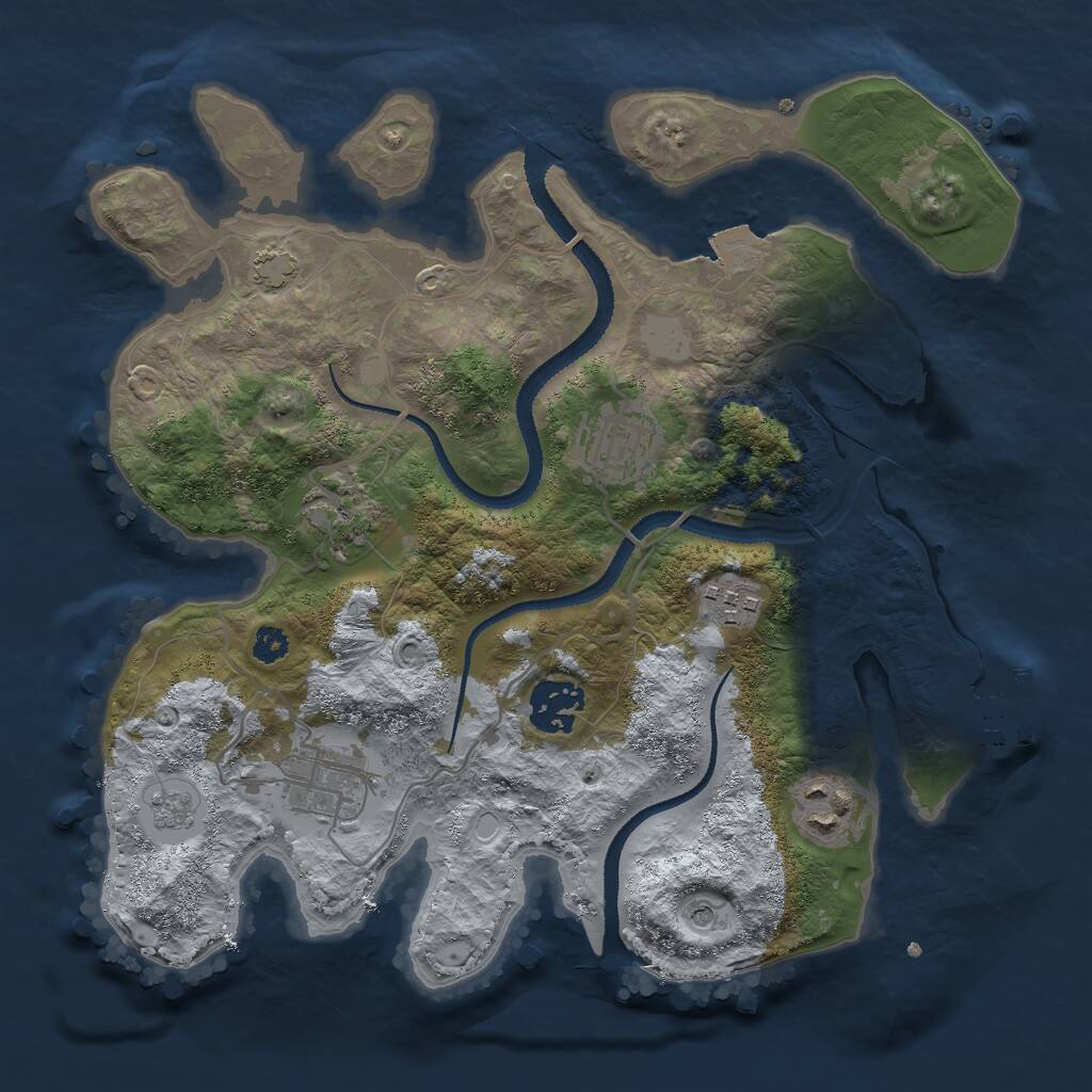 Rust Map: Procedural Map, Size: 3000, Seed: 352946100, 11 Monuments
