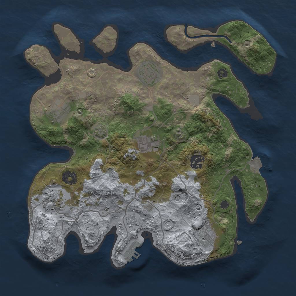 Rust Map: Procedural Map, Size: 3000, Seed: 352946100, 13 Monuments