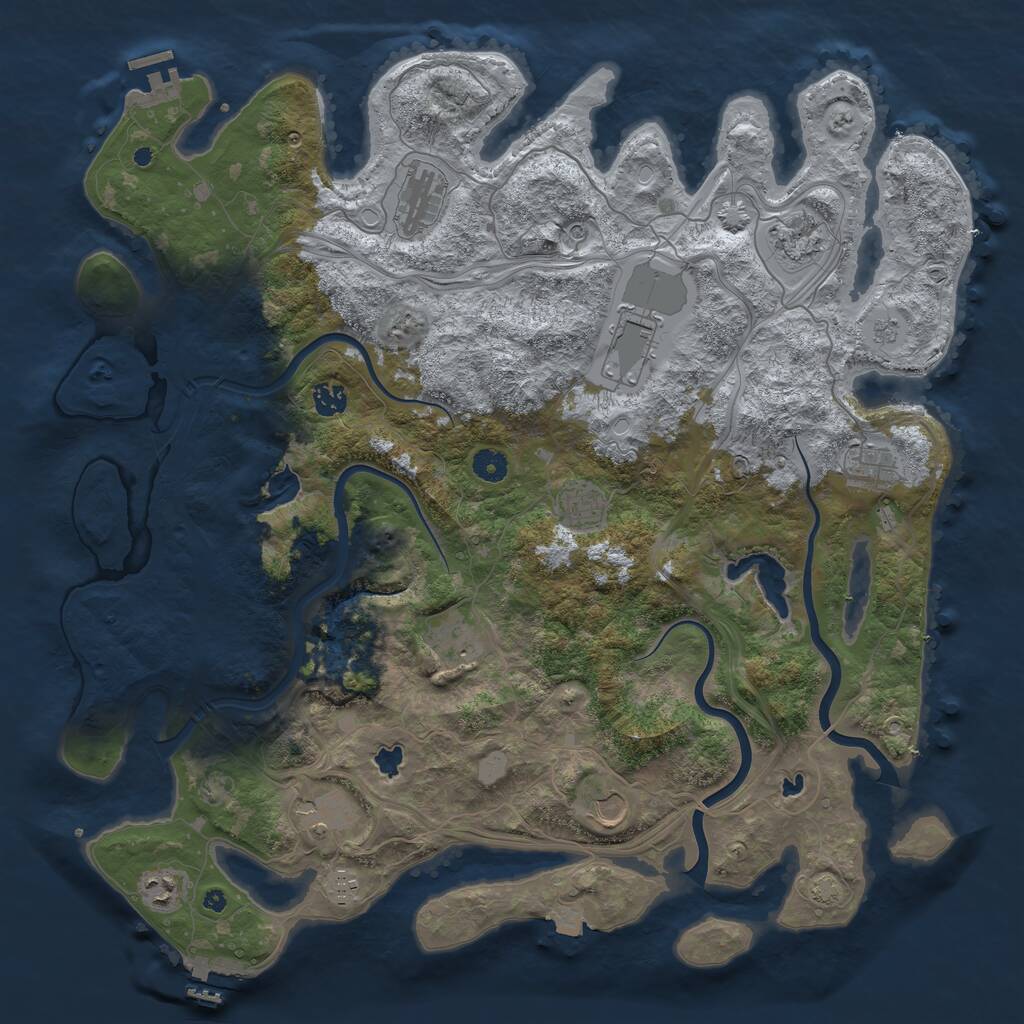 Rust Map: Procedural Map, Size: 4500, Seed: 654127, 17 Monuments