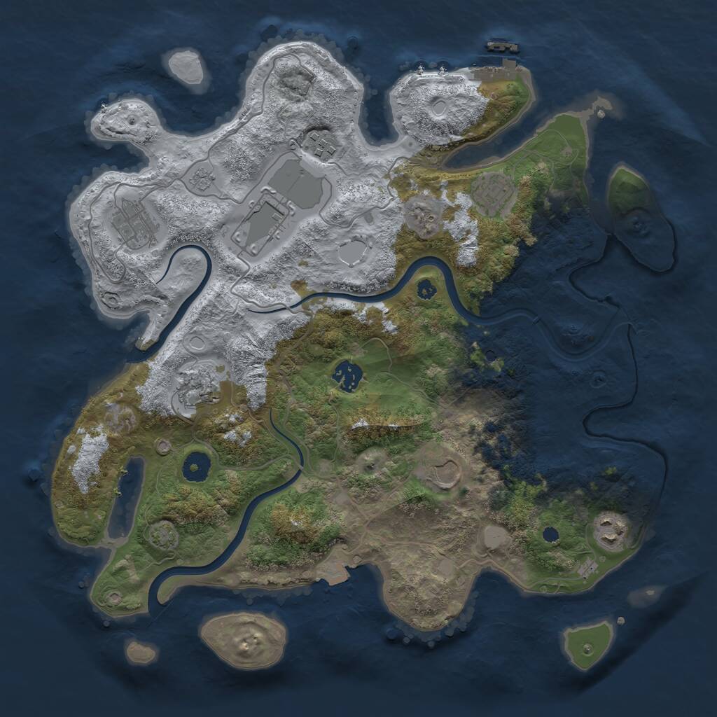 Rust Map: Procedural Map, Size: 3700, Seed: 133851044, 13 Monuments