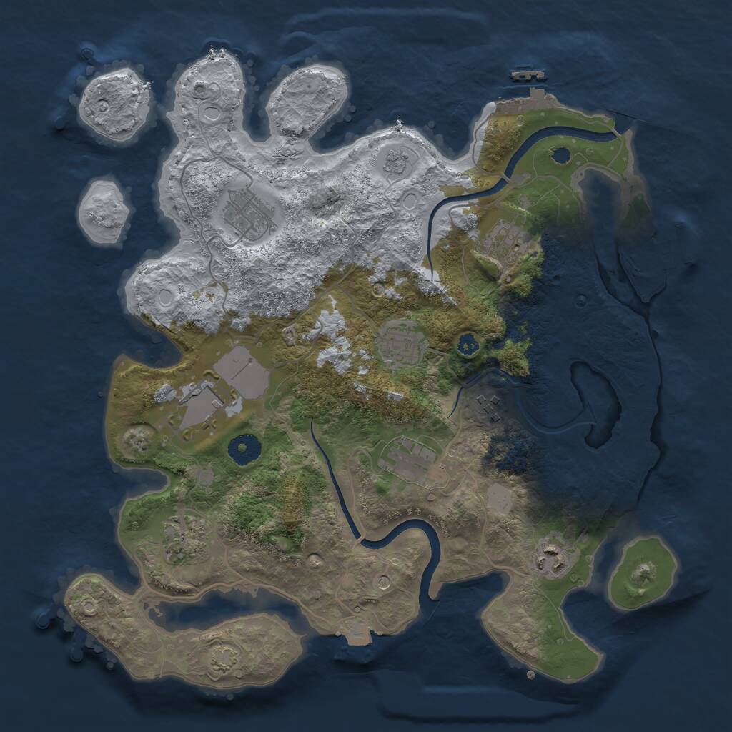 Rust Map: Procedural Map, Size: 3500, Seed: 1856876658, 14 Monuments