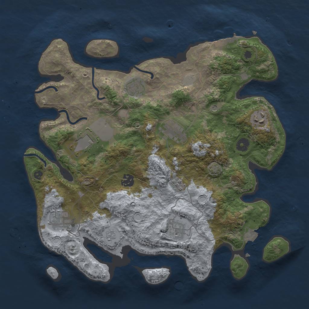 Rust Map: Procedural Map, Size: 3500, Seed: 1053672050, 15 Monuments