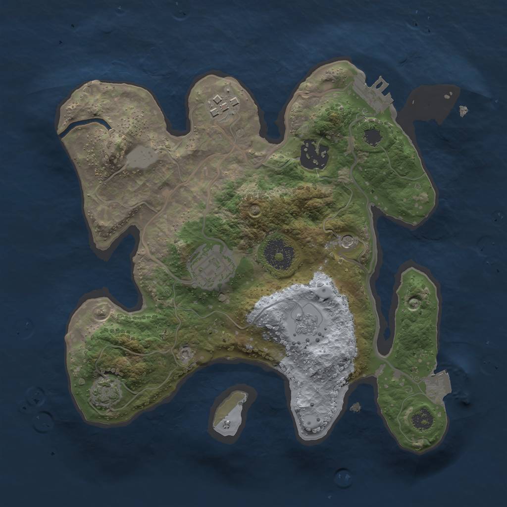 Rust Map: Procedural Map, Size: 2500, Seed: 1218738825, 10 Monuments