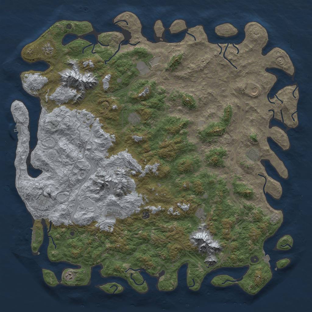 Rust Map: Procedural Map, Size: 6000, Seed: 876547832, 19 Monuments