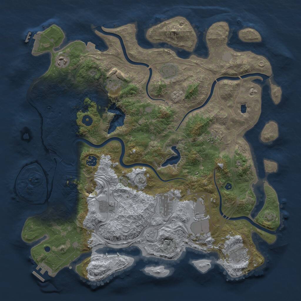 Rust Map: Procedural Map, Size: 4250, Seed: 545733659, 16 Monuments