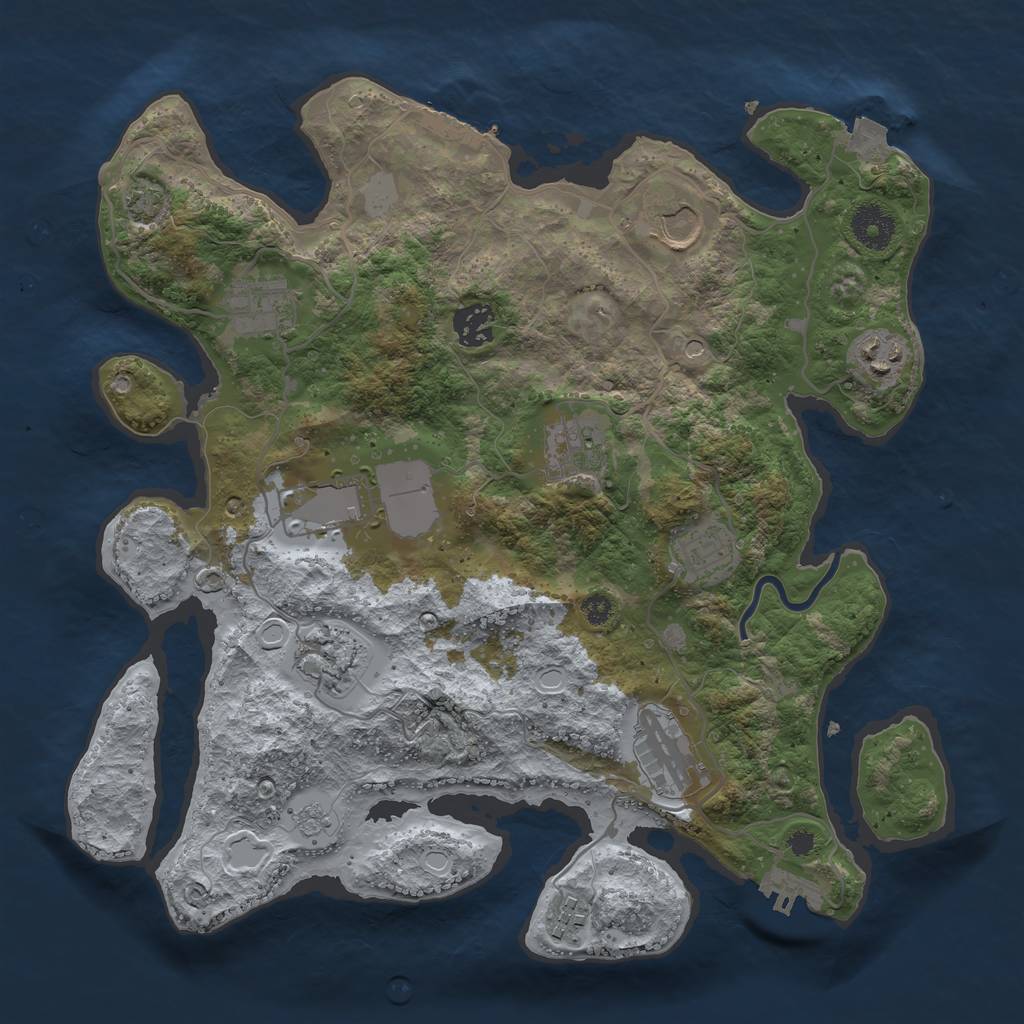 Rust Map: Procedural Map, Size: 3500, Seed: 316387897, 18 Monuments