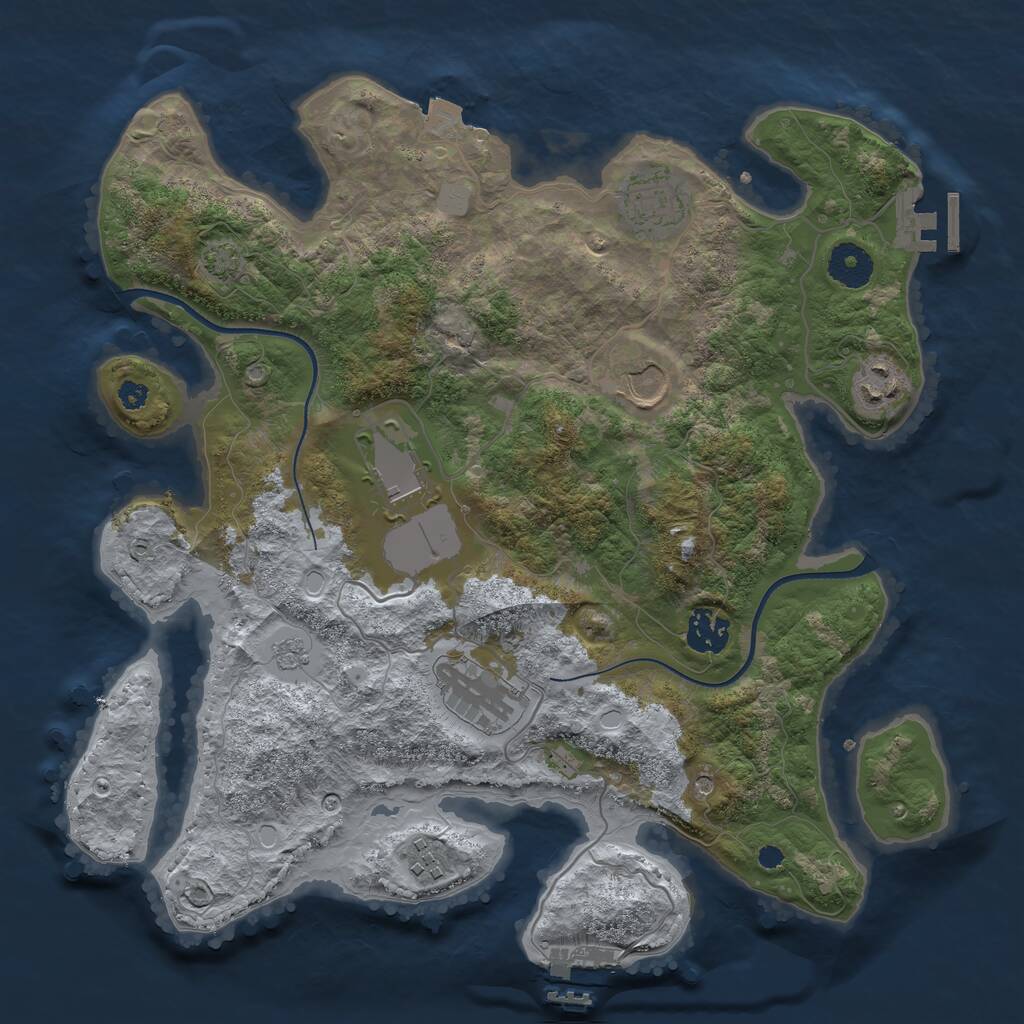 Rust Map: Procedural Map, Size: 3500, Seed: 316387897, 13 Monuments