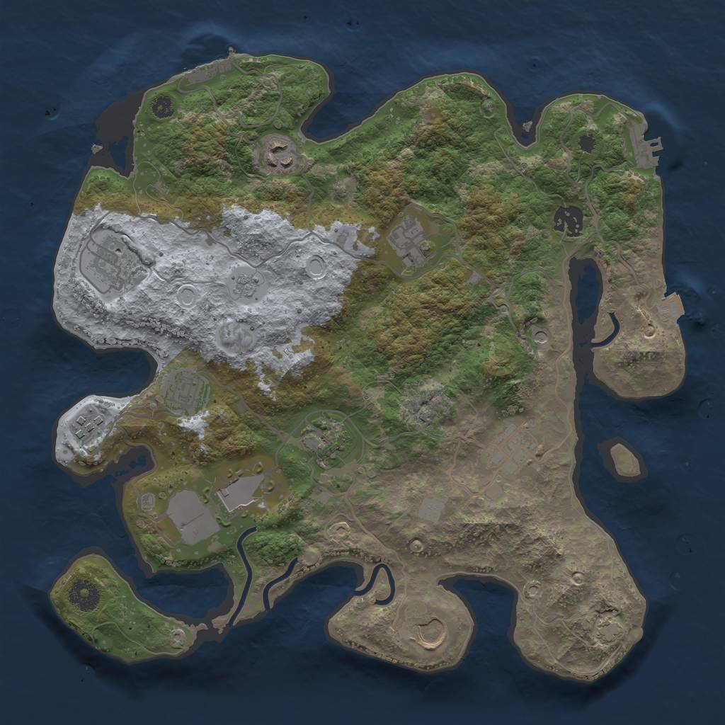 Rust Map: Procedural Map, Size: 3500, Seed: 5324119, 18 Monuments