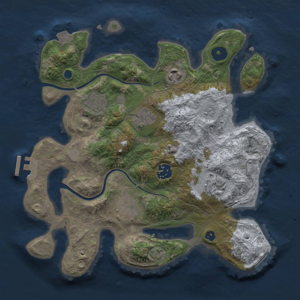 Rust Map: Procedural Map, Size: 3000, Seed: 12238, 10 Monuments