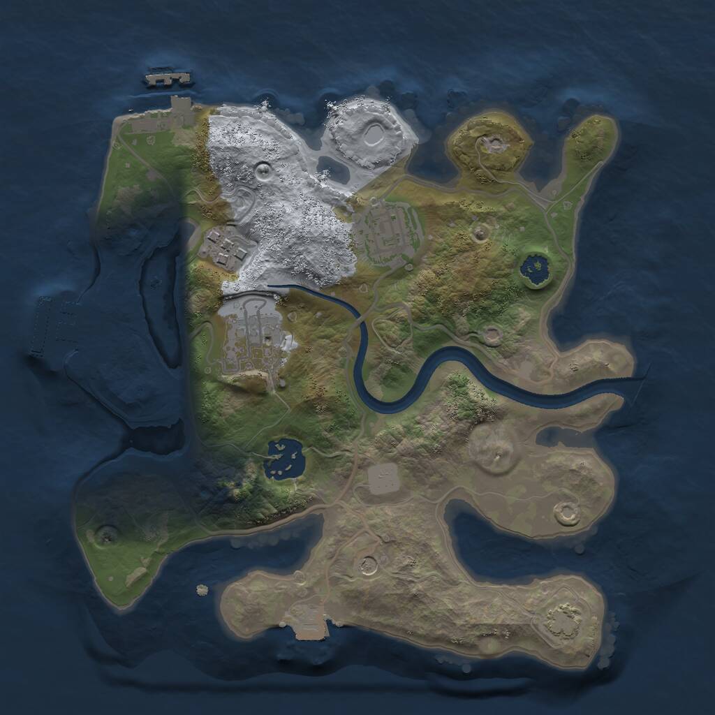 Rust Map: Procedural Map, Size: 2500, Seed: 943991454, 9 Monuments