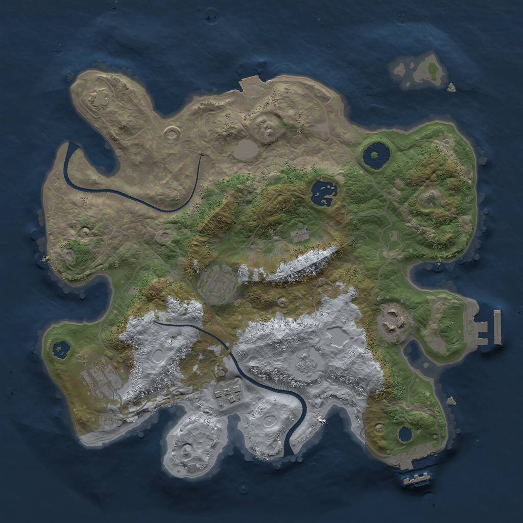 Rust Map: Procedural Map, Size: 3000, Seed: 3469057, 10 Monuments