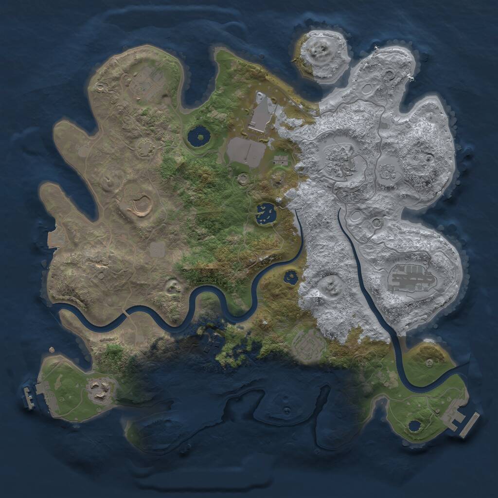 Rust Map: Procedural Map, Size: 3500, Seed: 1908423773, 15 Monuments