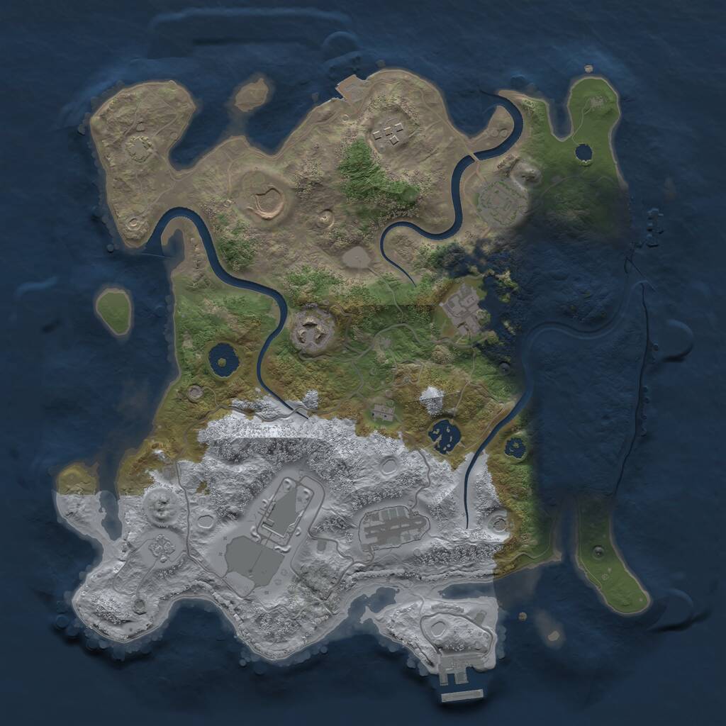 Rust Map: Procedural Map, Size: 3500, Seed: 1259729616, 14 Monuments