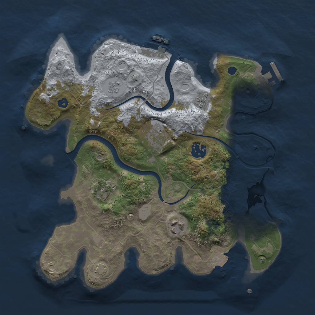 Rust Map: Procedural Map, Size: 3000, Seed: 1302899971, 10 Monuments