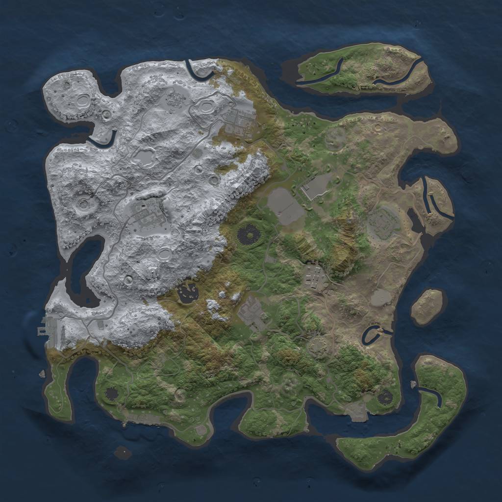 Rust Map: Procedural Map, Size: 3500, Seed: 871252894, 15 Monuments
