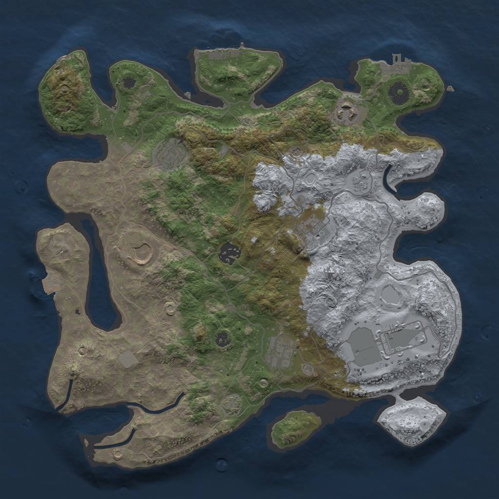 Rust Map: Procedural Map, Size: 3500, Seed: 8642, 15 Monuments