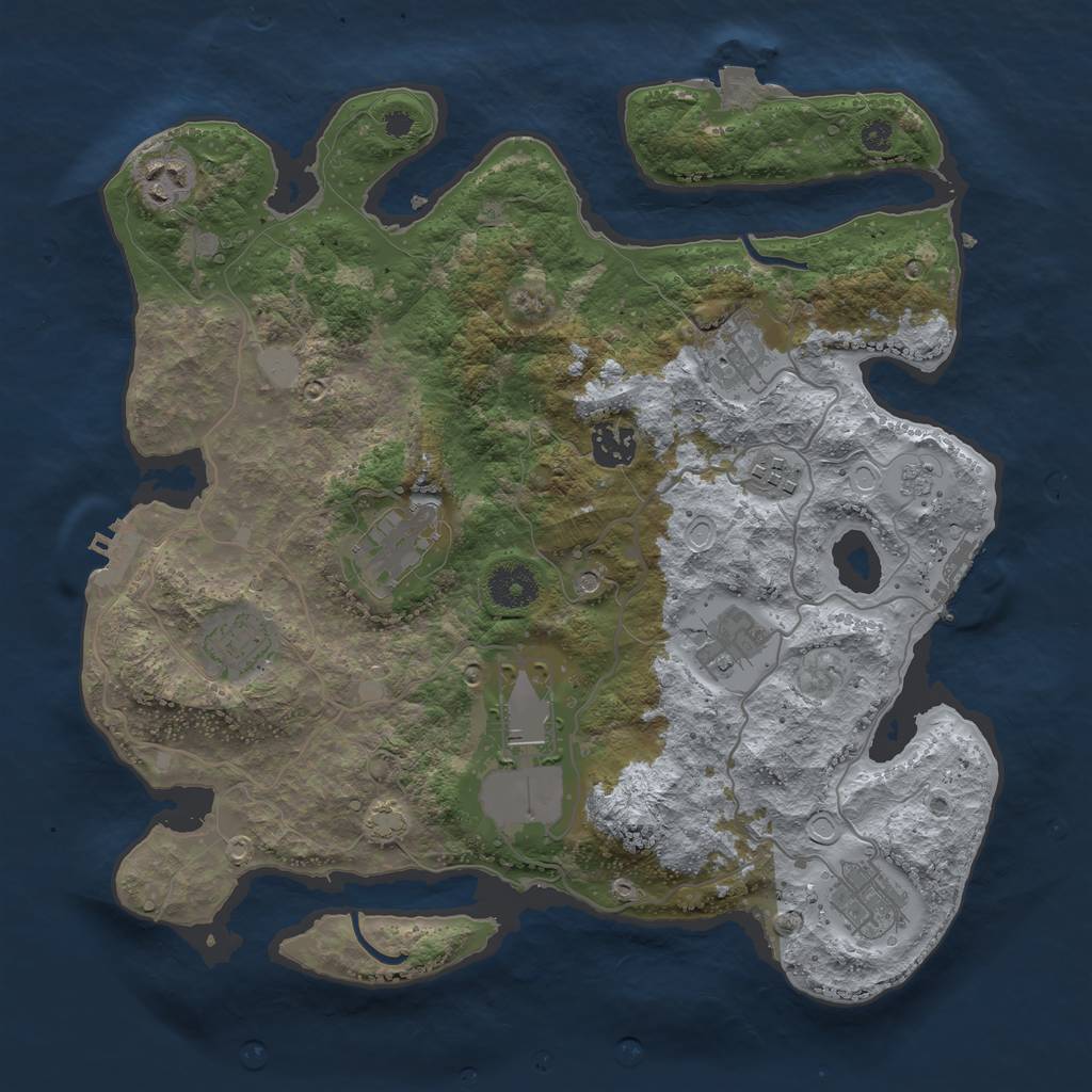 Rust Map: Procedural Map, Size: 3500, Seed: 2107354021, 17 Monuments