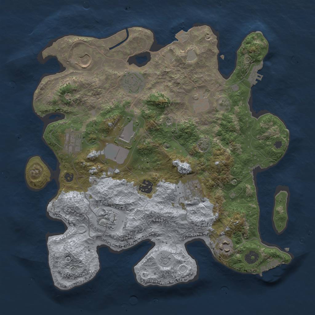 Rust Map: Procedural Map, Size: 3500, Seed: 2463339, 17 Monuments