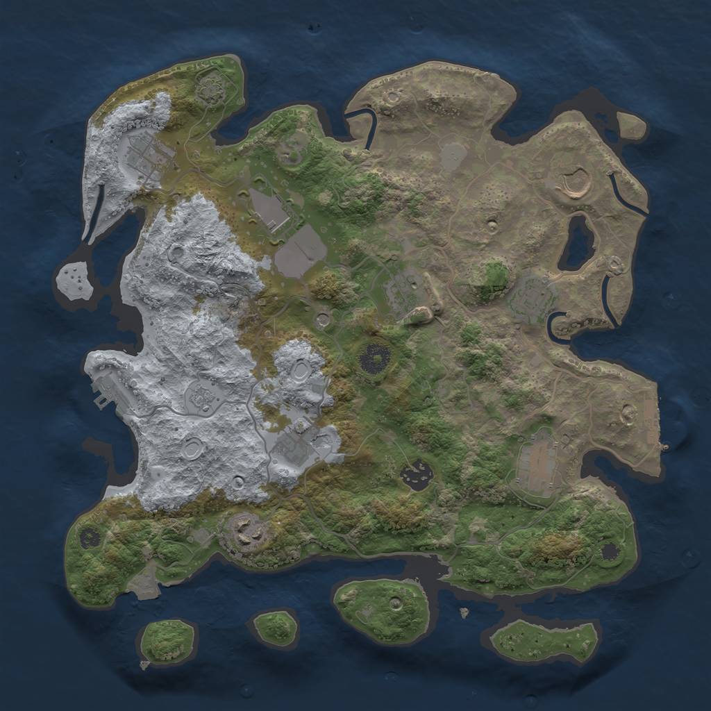 Rust Map: Procedural Map, Size: 3500, Seed: 1703943372, 17 Monuments
