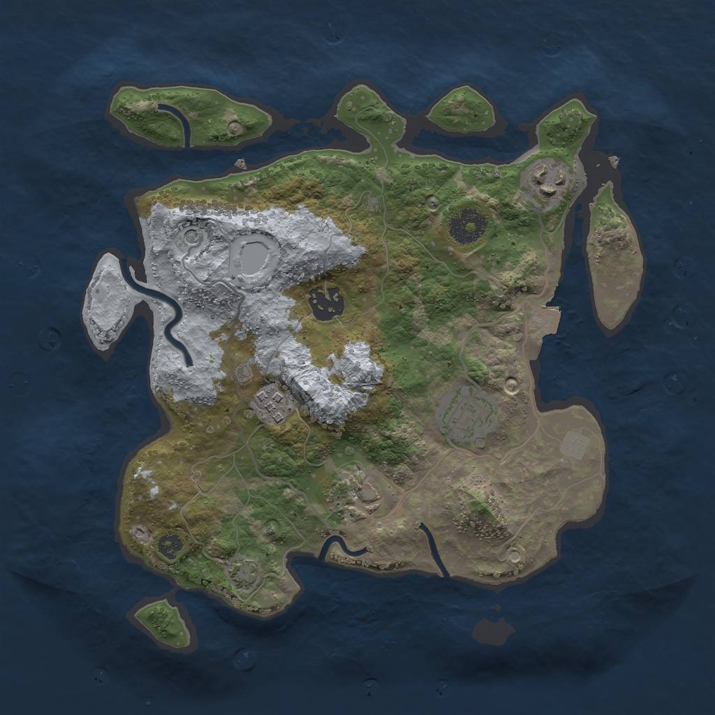 Rust Map: Procedural Map, Size: 3000, Seed: 8948721, 10 Monuments
