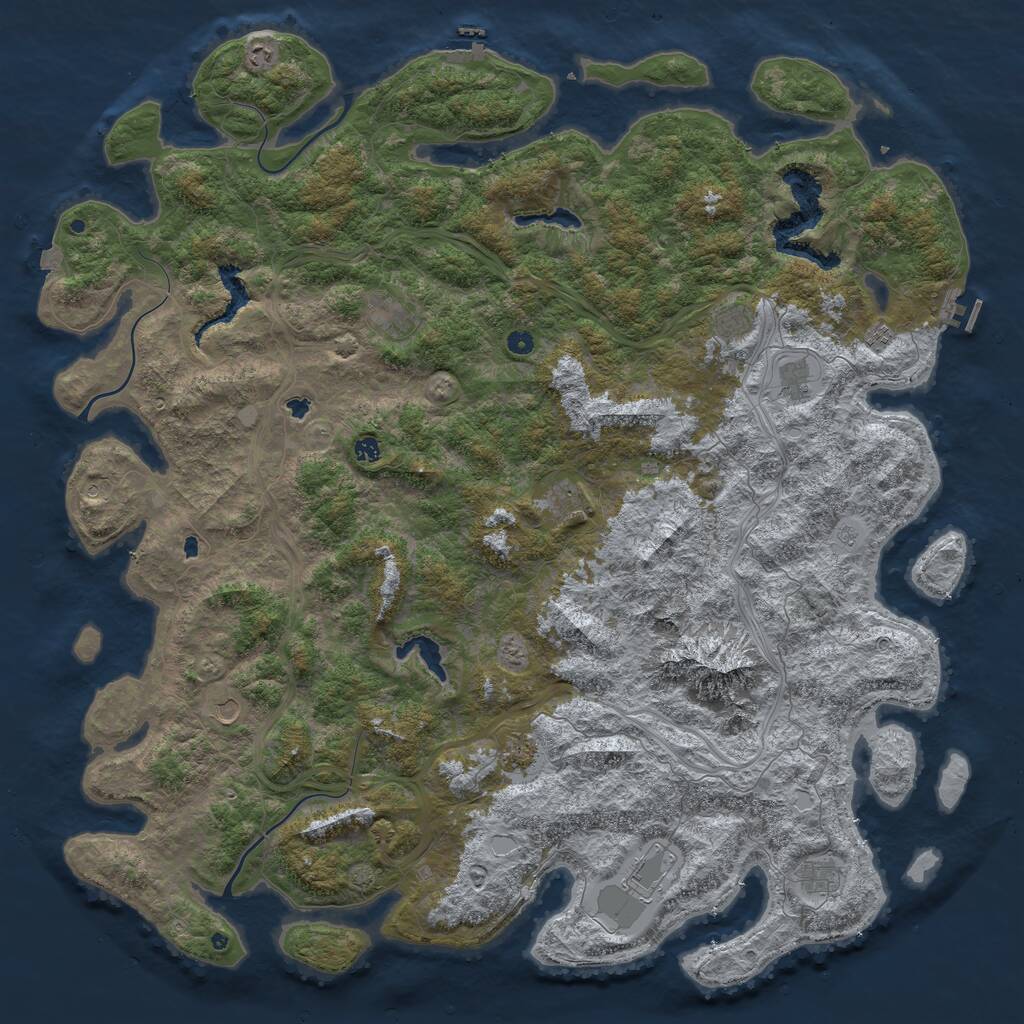 Rust Map: Procedural Map, Size: 6000, Seed: 208929954, 17 Monuments