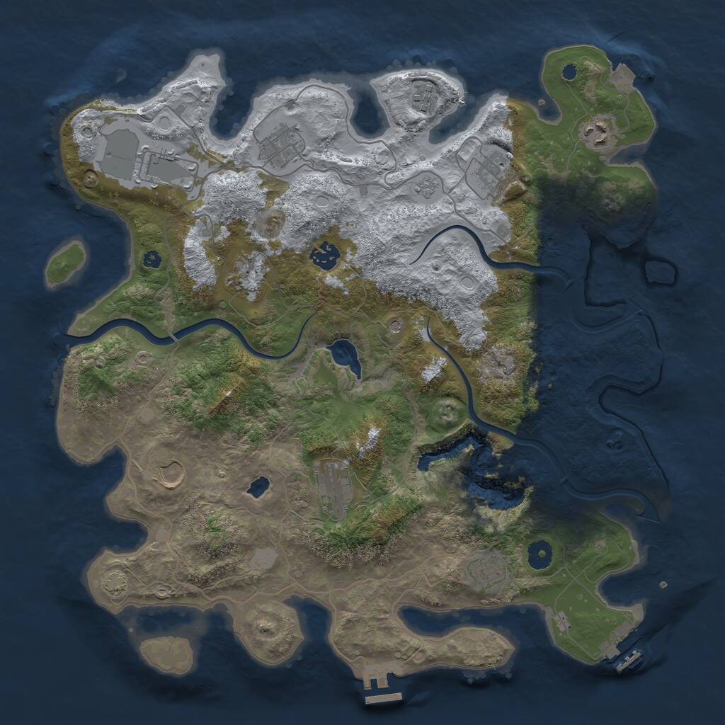 Rust Map: Procedural Map, Size: 4000, Seed: 235109343, 16 Monuments