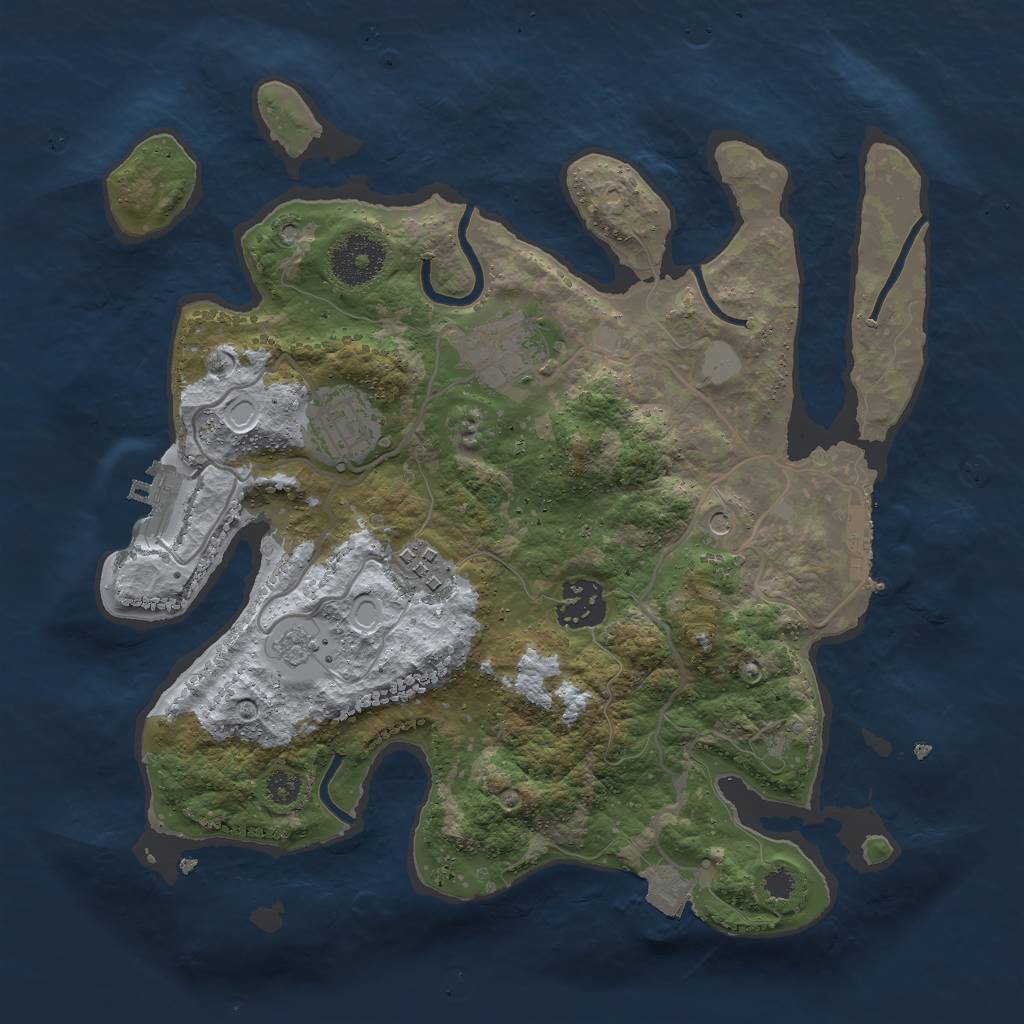 Rust Map: Procedural Map, Size: 3000, Seed: 4974544, 11 Monuments