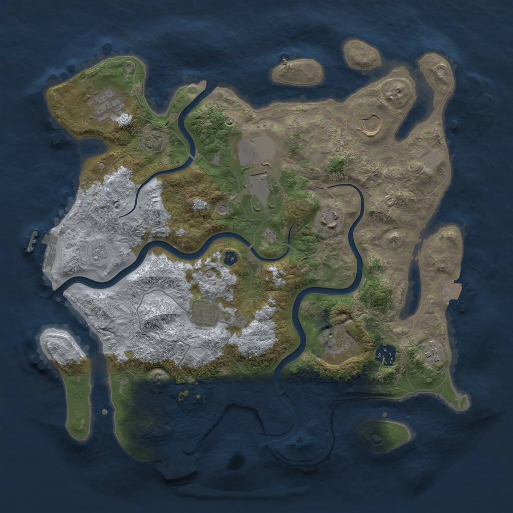 Rust Map: Procedural Map, Size: 3600, Seed: 72469299, 14 Monuments