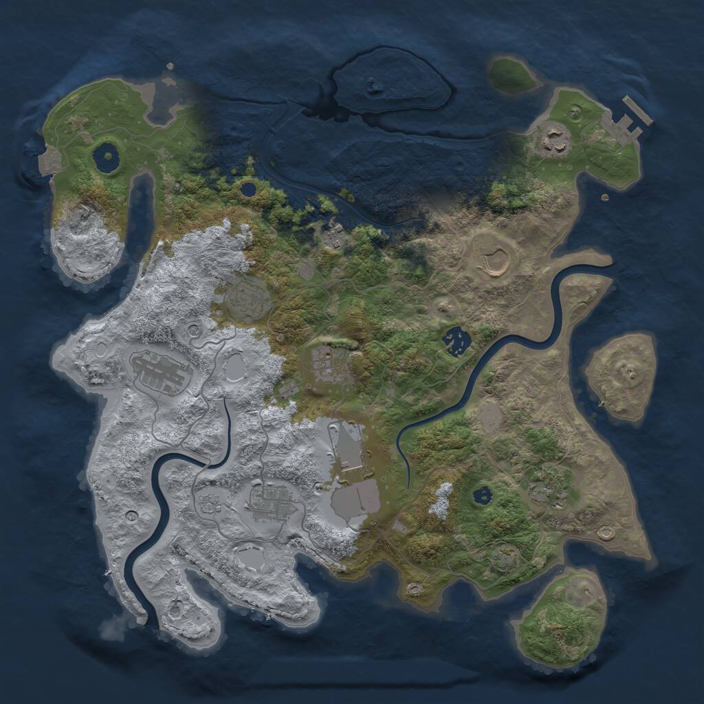 Rust Map: Procedural Map, Size: 3800, Seed: 19811981, 15 Monuments