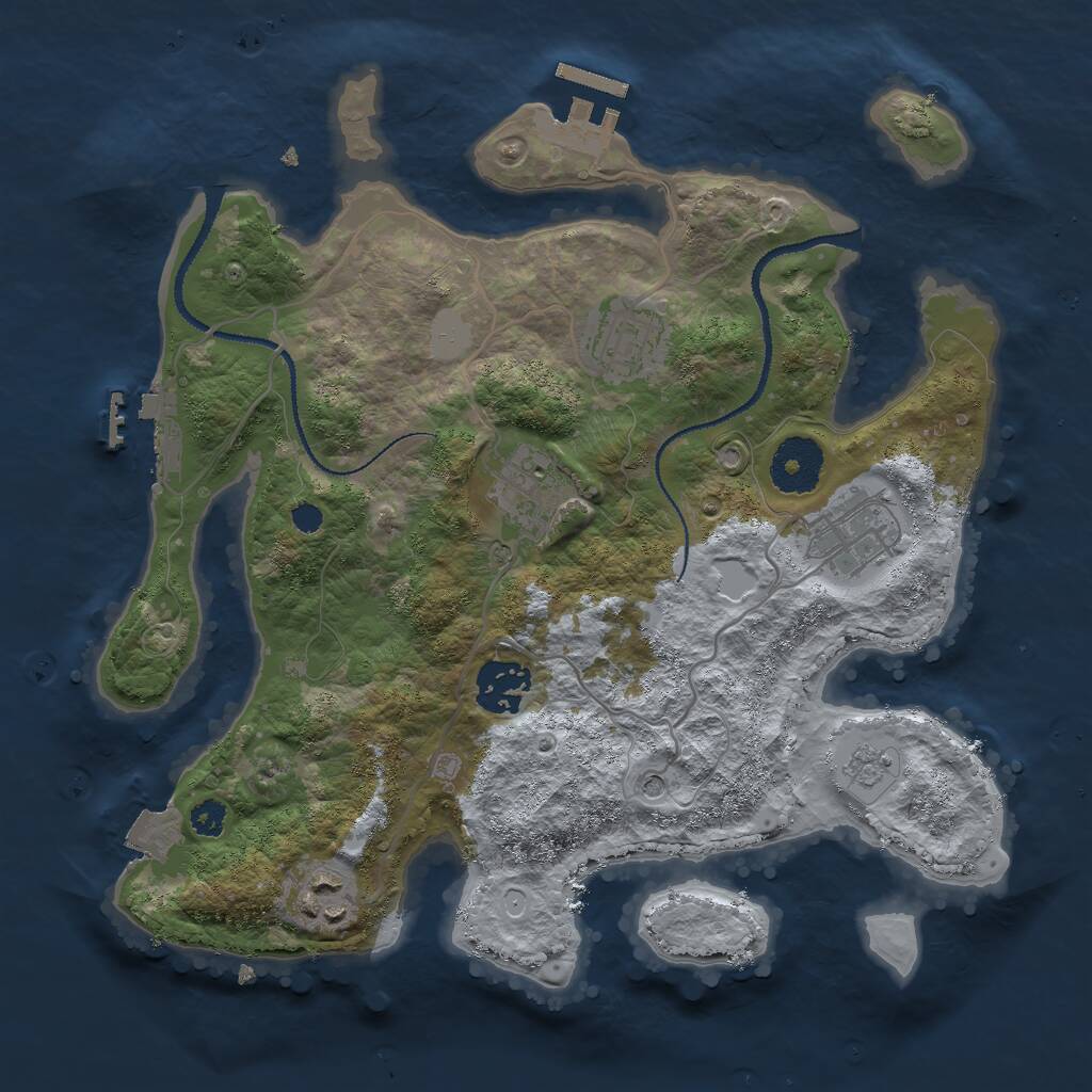 Rust Map: Procedural Map, Size: 3000, Seed: 2348569, 10 Monuments