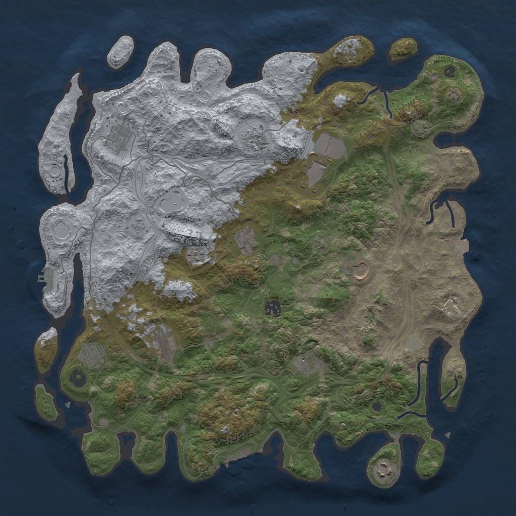 Rust Map: Procedural Map, Size: 4500, Seed: 1672998686, 19 Monuments