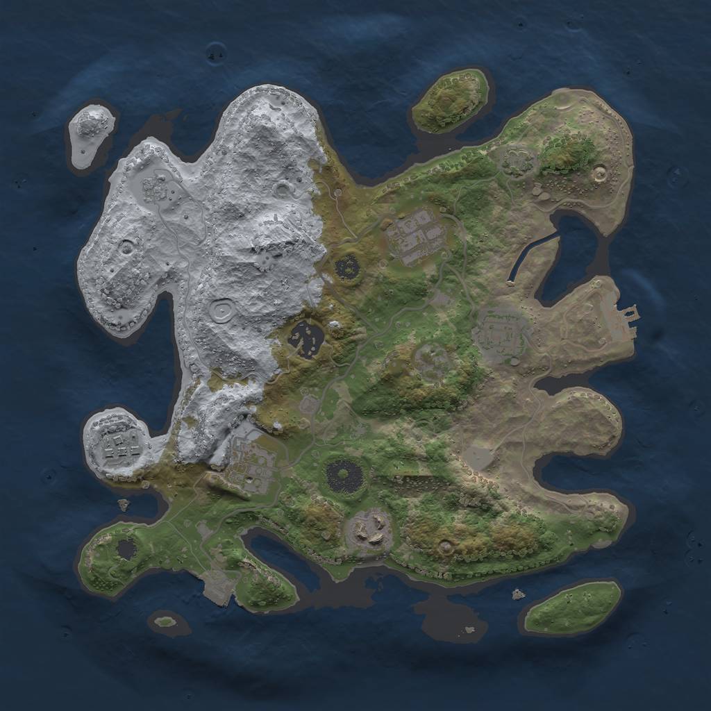 Rust Map: Procedural Map, Size: 3000, Seed: 25187677, 12 Monuments