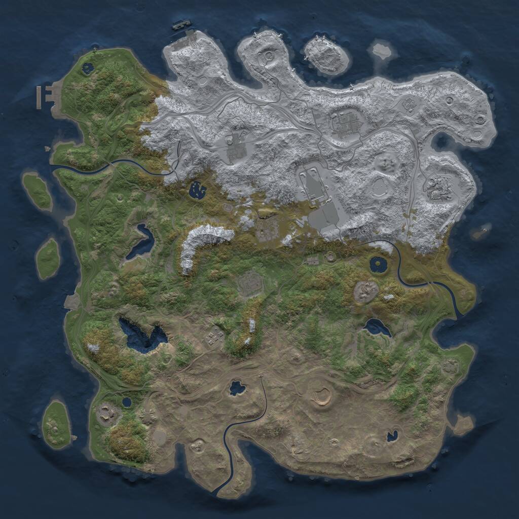 Rust Map: Procedural Map, Size: 4500, Seed: 1823810066, 16 Monuments