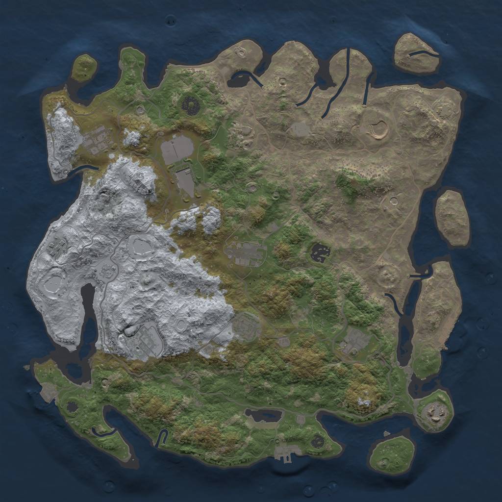 Rust Map: Procedural Map, Size: 4000, Seed: 489476413, 19 Monuments