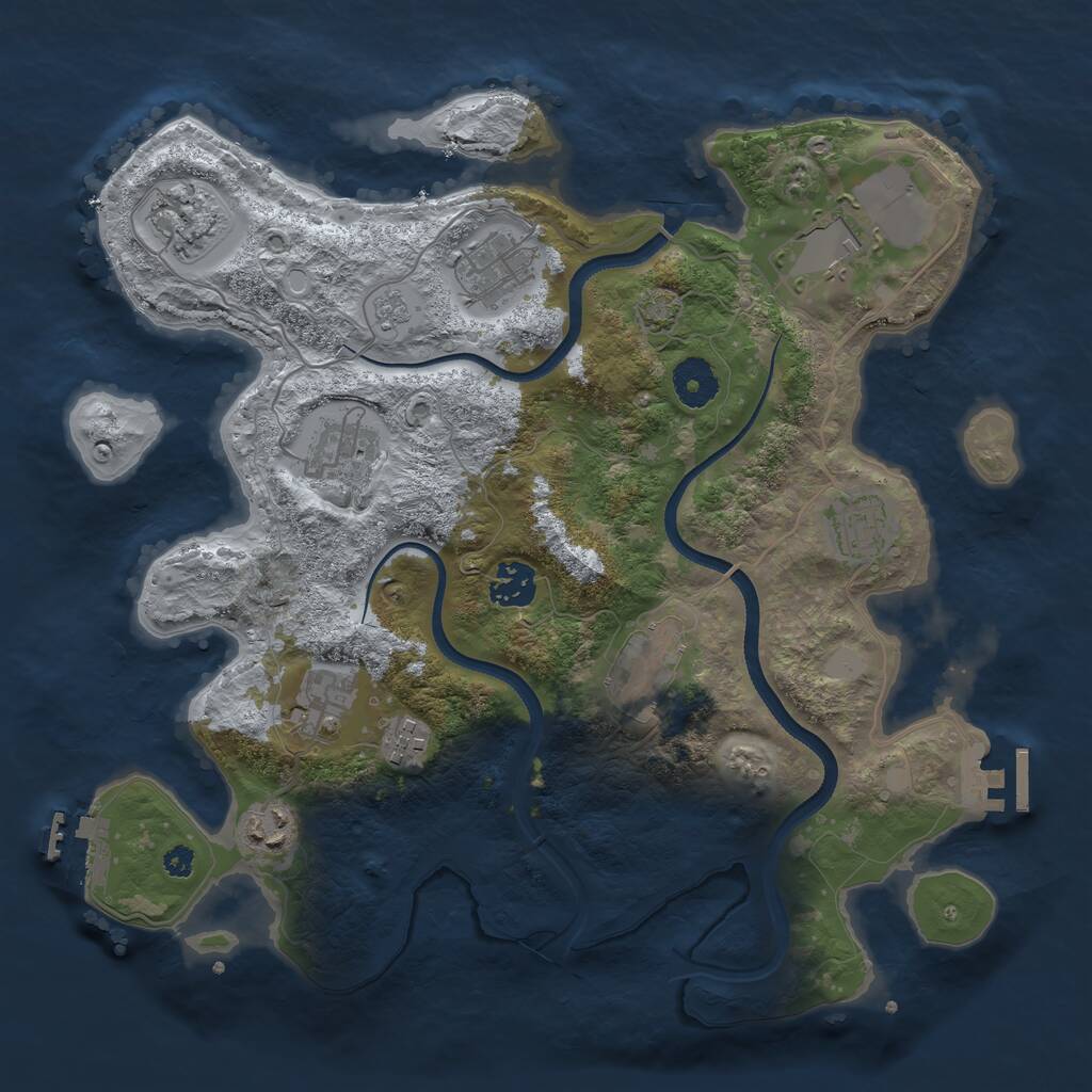 Rust Map: Procedural Map, Size: 3500, Seed: 917874468, 15 Monuments
