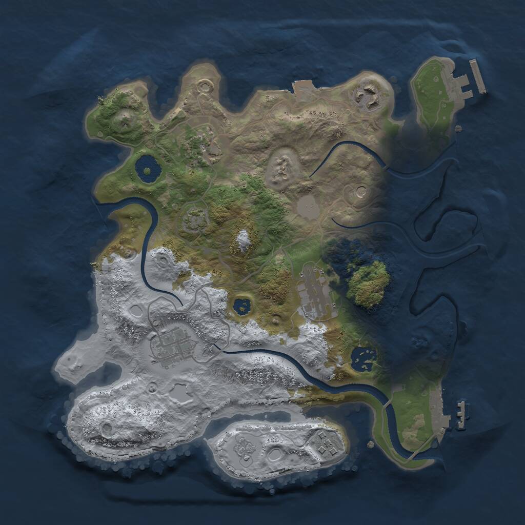 Rust Map: Procedural Map, Size: 3000, Seed: 1011417257, 12 Monuments